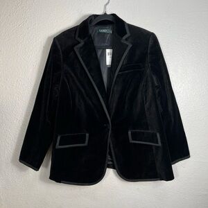 Lauren Ralph Lauren Plus Size Velvet Blazer Jacket Black One Button Women’s 14W